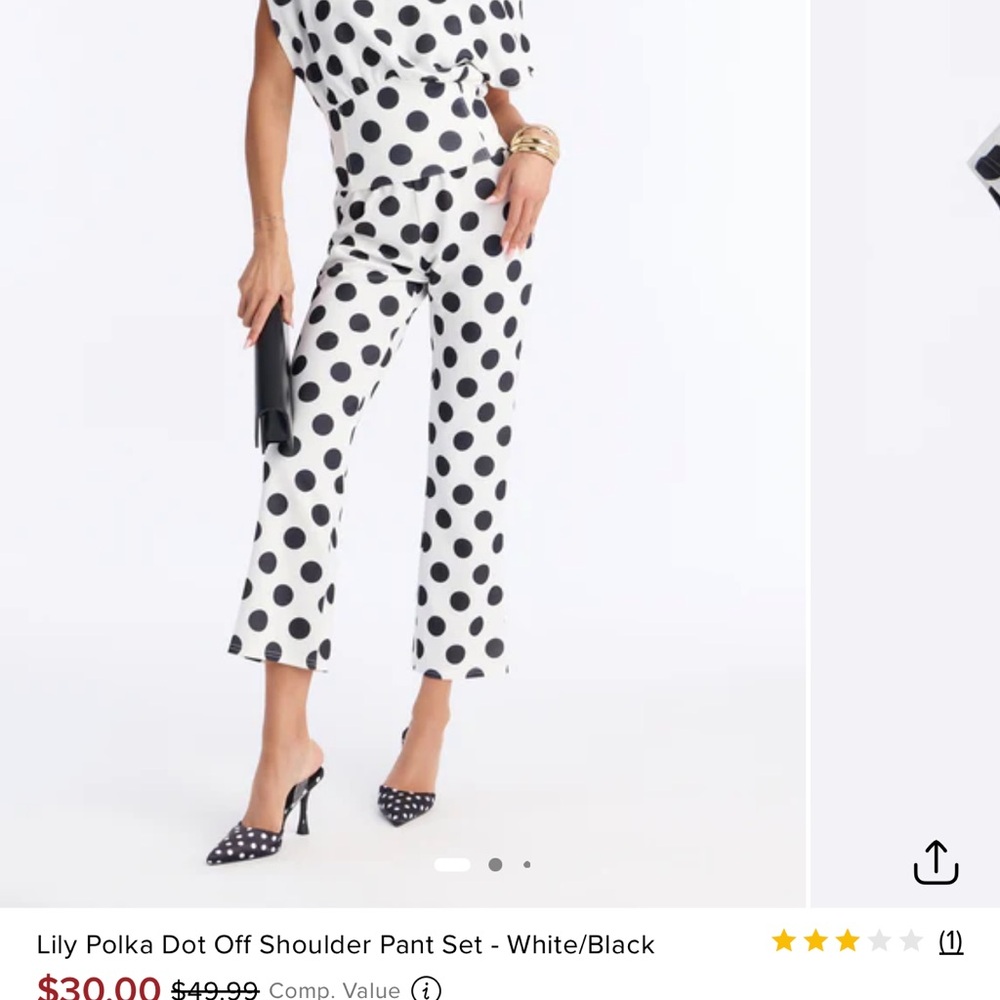 Lily White Cropped Pants with Black Polka Dots